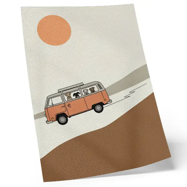 Decoratieve poster minimalistische vakantie met oranje camper