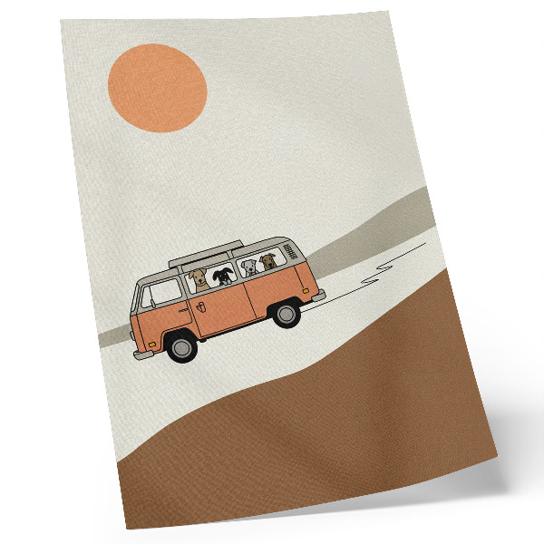 Decoratieve poster Oranje camper minimalistische vakantie