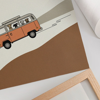 Decoratieve poster Oranje camper minimalistische vakantie