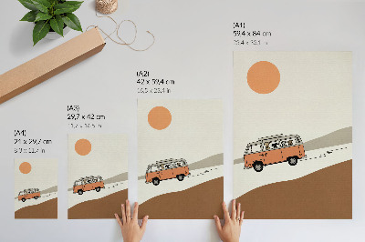 Decoratieve poster Oranje camper minimalistische vakantie