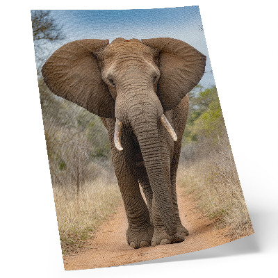Poster Olifant op een pad in een Afrikaans landschap