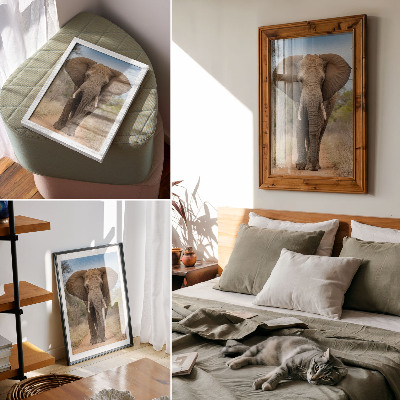 Poster Olifant op een pad in een Afrikaans landschap