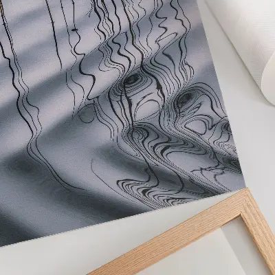 Decoratieve poster met minimalistisch motief van golven en lijnen op het water