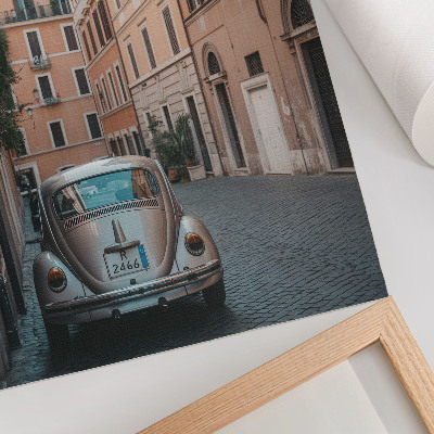 Wandposter Straat met een auto, klassieke architectuur
