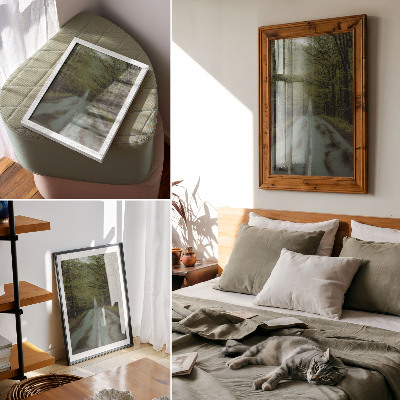 Wandposter Bosweg, rust, groen, avontuur, mysterie