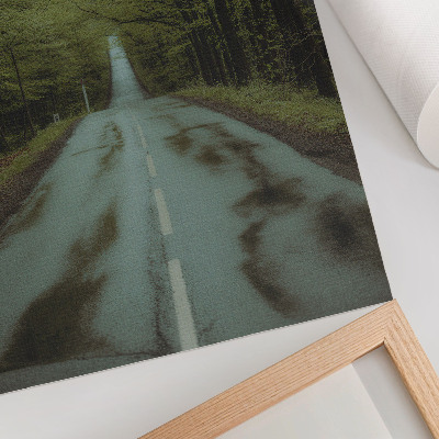 Wandposter Bosweg, rust, groen, avontuur, mysterie