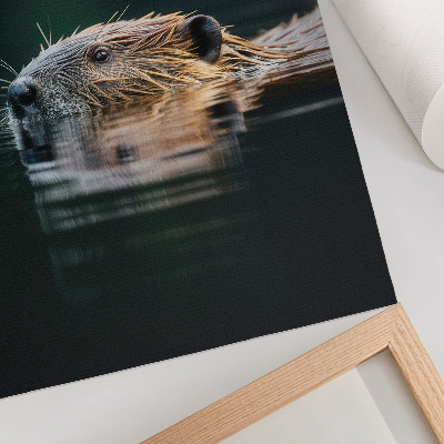 Poster Bever in het water, vredige natuur, wildernis