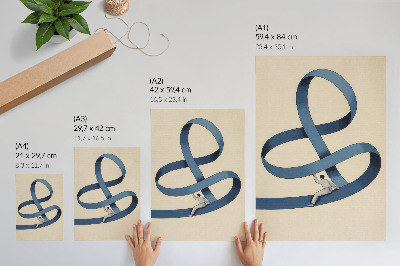 Decoratieve poster Blauwe tape, beige achtergrond, dynamische figuur