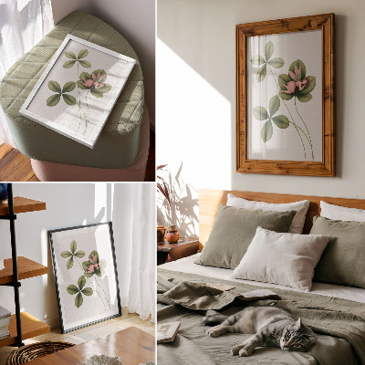 Wandposter Groene blaadjesfee in een roze jurk