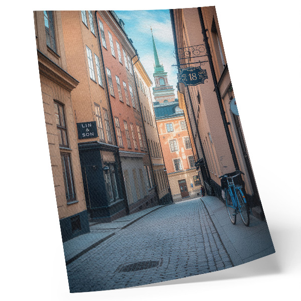 Decoratieve poster Schilderachtige straat met middeleeuwse gebouwen