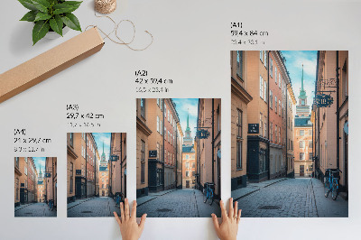 Decoratieve poster Schilderachtige straat met middeleeuwse gebouwen
