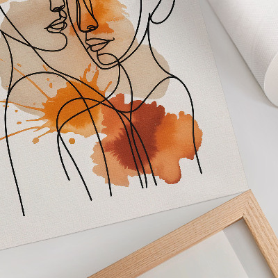 Poster Gezichtscontouren met oranje stippen in moderne stijl