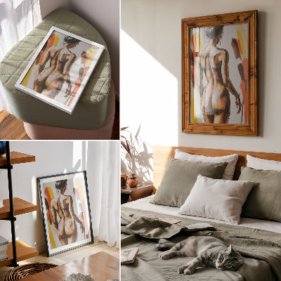 Decoratieve poster Silhouet in warme kleuren, dynamisch en expressief.
