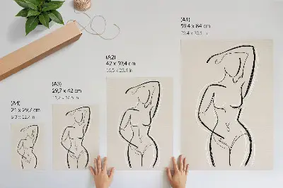 Wandposter minimalistisch silhouet van een vrouw op een beige achtergrond