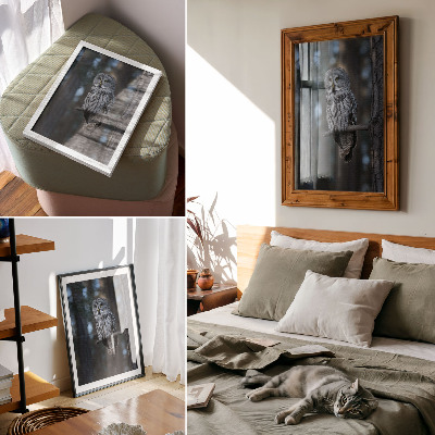 Decoratieve poster Donkere bosuil in de schijnwerpers