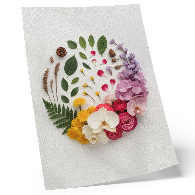 Wandposter Een kleurrijke compositie van bloemen en bladeren in harmonie.