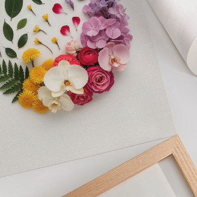 Wandposter Een kleurrijke compositie van bloemen en bladeren in harmonie.