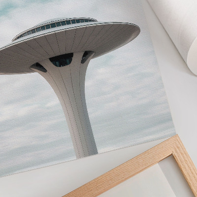 Poster Een futuristisch gebouw tegen de hemel
