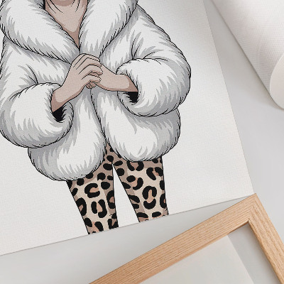 Wandposter Kat in bontjas en broek met luipaardprint