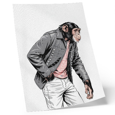 Poster Stijlvolle chimpansee in een jasje met contrasterende print.