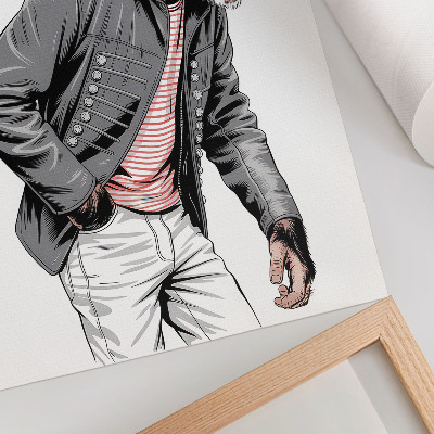 Poster Stijlvolle chimpansee in een jasje met contrasterende print.