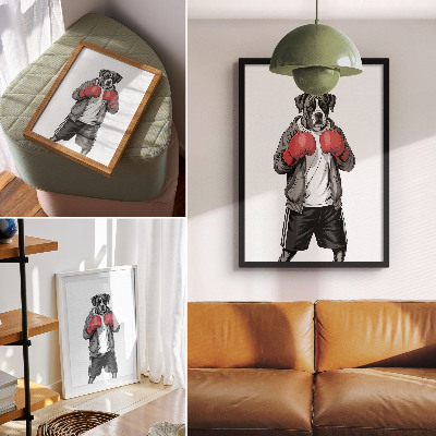 Decoratieve poster Bokshandschoenen voor boxerhonden in sportieve stijl