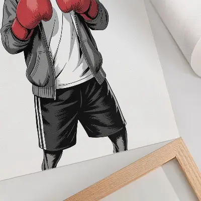 Decoratieve poster met sportieve bokshandschoenen voor boxerhonden