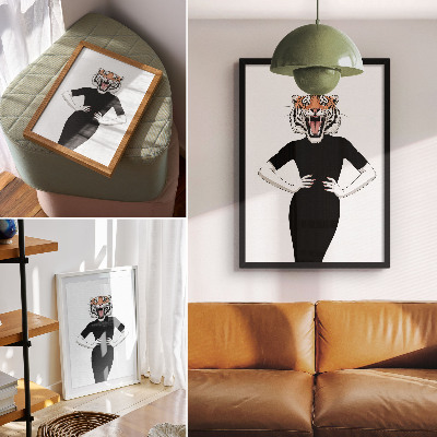 Poster Surrealistische combinatie van tijger en jurk