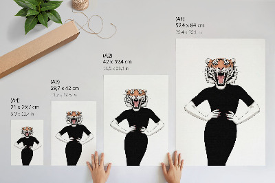 Poster Surrealistische combinatie van tijger en jurk