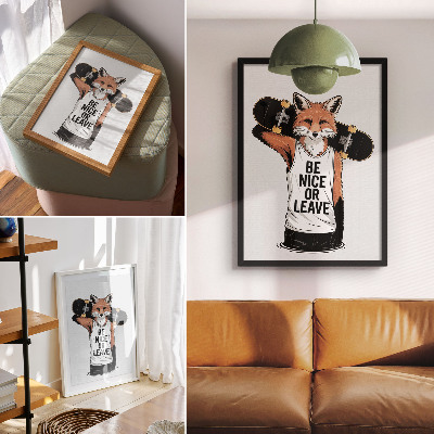 Decoratieve poster Fox bord opschrift jeugdstijl