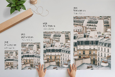 Wandposter Symmetrische daken en schoorstenen van gebouwen