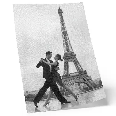 Decoratieve poster zwart-wit afbeelding van een dansend stel bij de toren