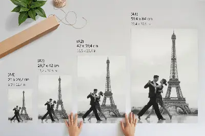 Decoratieve poster zwart-wit afbeelding van een dansend stel bij de toren
