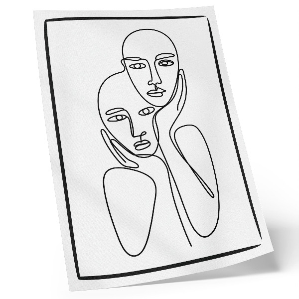 Decoratieve poster Gezichtscontouren zwarte lijnen minimalisme elegantie
