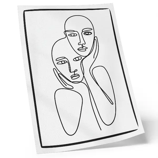 Decoratieve poster met minimalistische zwarte lijnen van gezichtscontouren