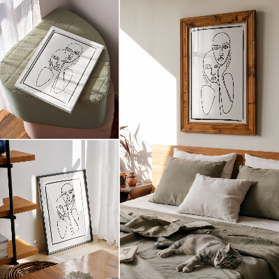 Decoratieve poster Gezichtscontouren zwarte lijnen minimalisme elegantie