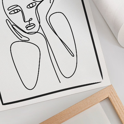 Decoratieve poster Gezichtscontouren zwarte lijnen minimalisme elegantie