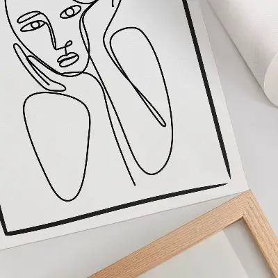 Decoratieve poster met minimalistische zwarte lijnen van gezichtscontouren