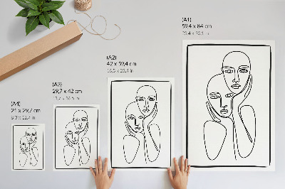 Decoratieve poster Gezichtscontouren zwarte lijnen minimalisme elegantie