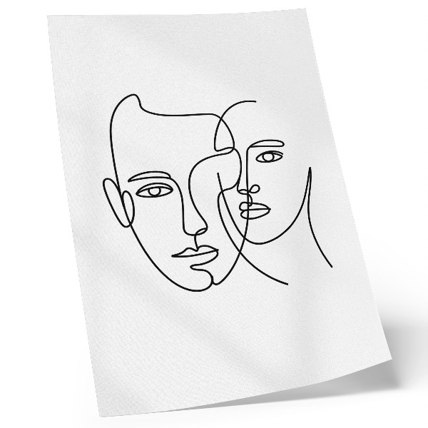 Wandposter Minimalistische portretten, lijntekeningen, diepte, emoties