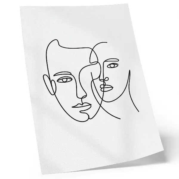 Wandposter minimalistische portretten met lijntekeningen die diepte en emoties uitstralen