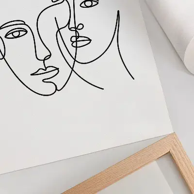 Wandposter minimalistische portretten met lijntekeningen die diepte en emoties uitstralen