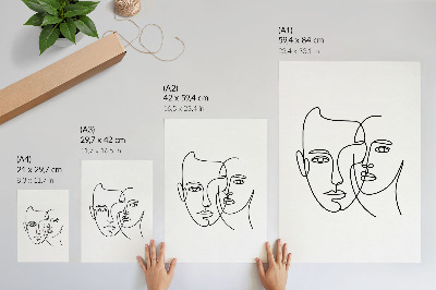 Wandposter Minimalistische portretten, lijntekeningen, diepte, emoties