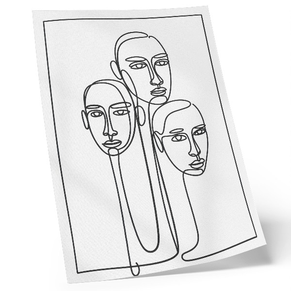 Poster Gezichten in lijntekeningtechniek, minimalisme, elegantie
