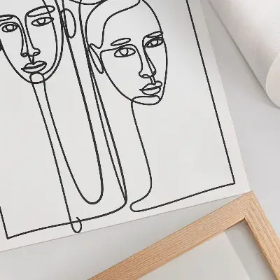 Poster met lijntekening van gezichten in minimalistische en elegante stijl
