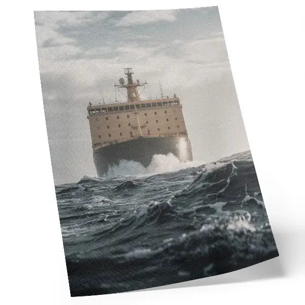 Poster schip op zee met een minimalistisch en harmonieus design