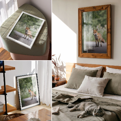 Decoratieve poster Vos in de groene natuur, rust, minimalisme