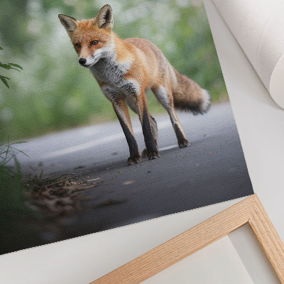 Decoratieve poster Vos in de groene natuur, rust, minimalisme