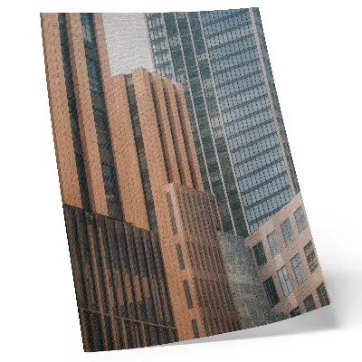 Decoratieve poster met wolkenkrabbers in een minimalistische stijl van glas