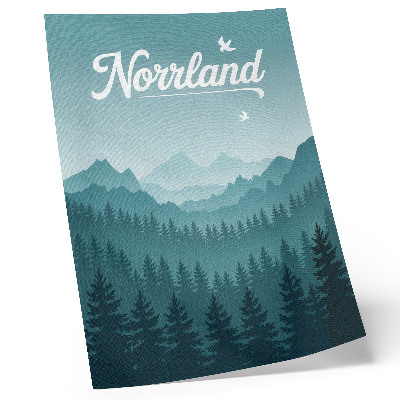 Wandposter Blauwe bergen, groene bomen, ruimte, natuur